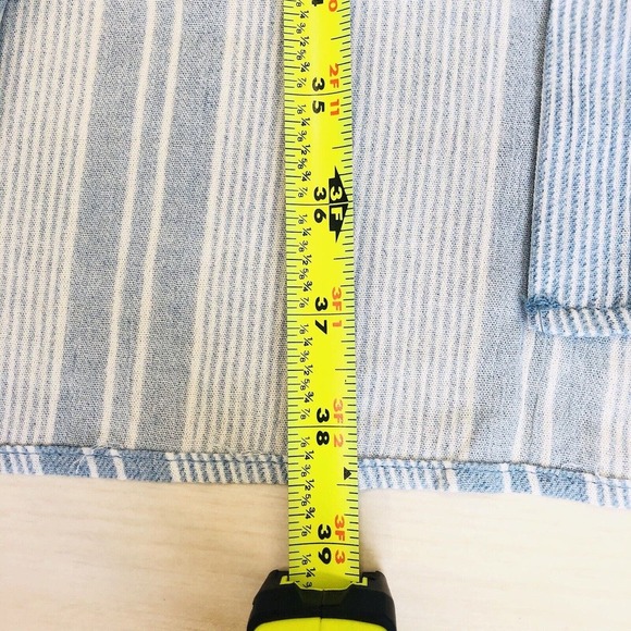 NWT Be Bop Striped Button-Front Maxi Skirt Lined Blue Ivory Sz M Rayon Juniors - Picture 11 of 11